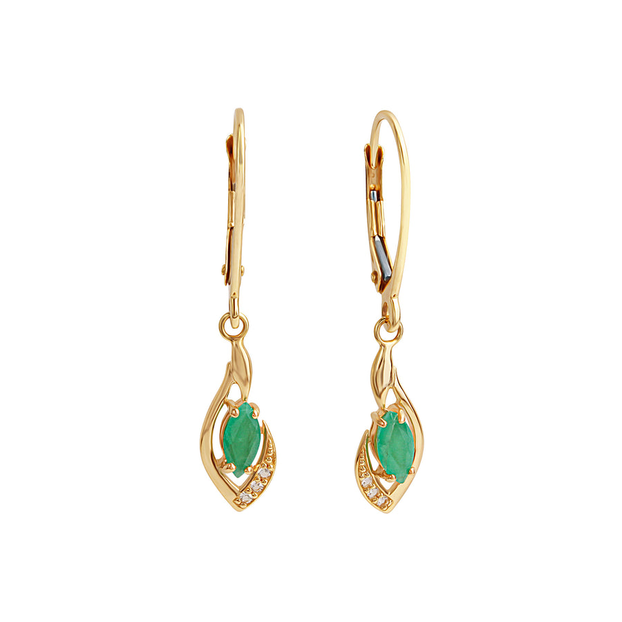 Ohrhänger 375 Gelbgold mit Smaragd und Weißtopas