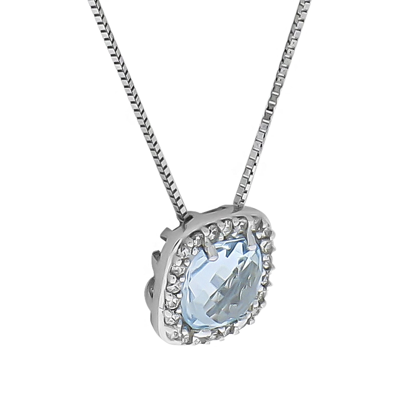 Anhänger mit Kette 375 Weißgold mit 1 Topas und Zirkonia