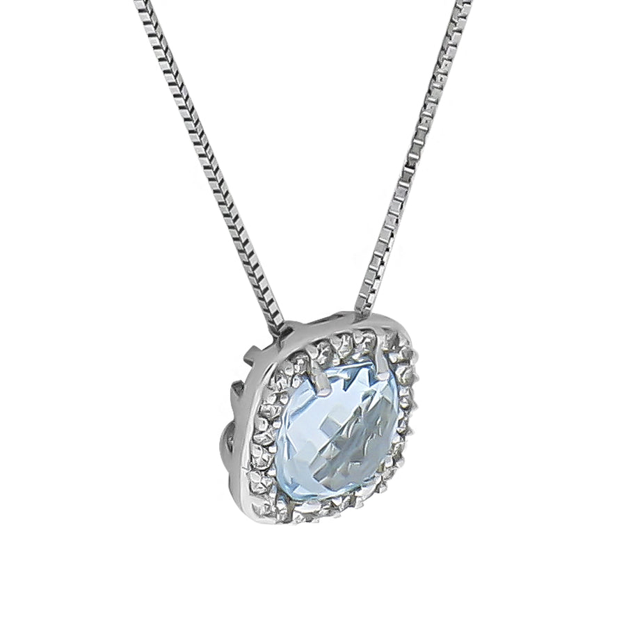 Anhänger mit Kette 375 Weißgold mit 1 Topas und Zirkonia