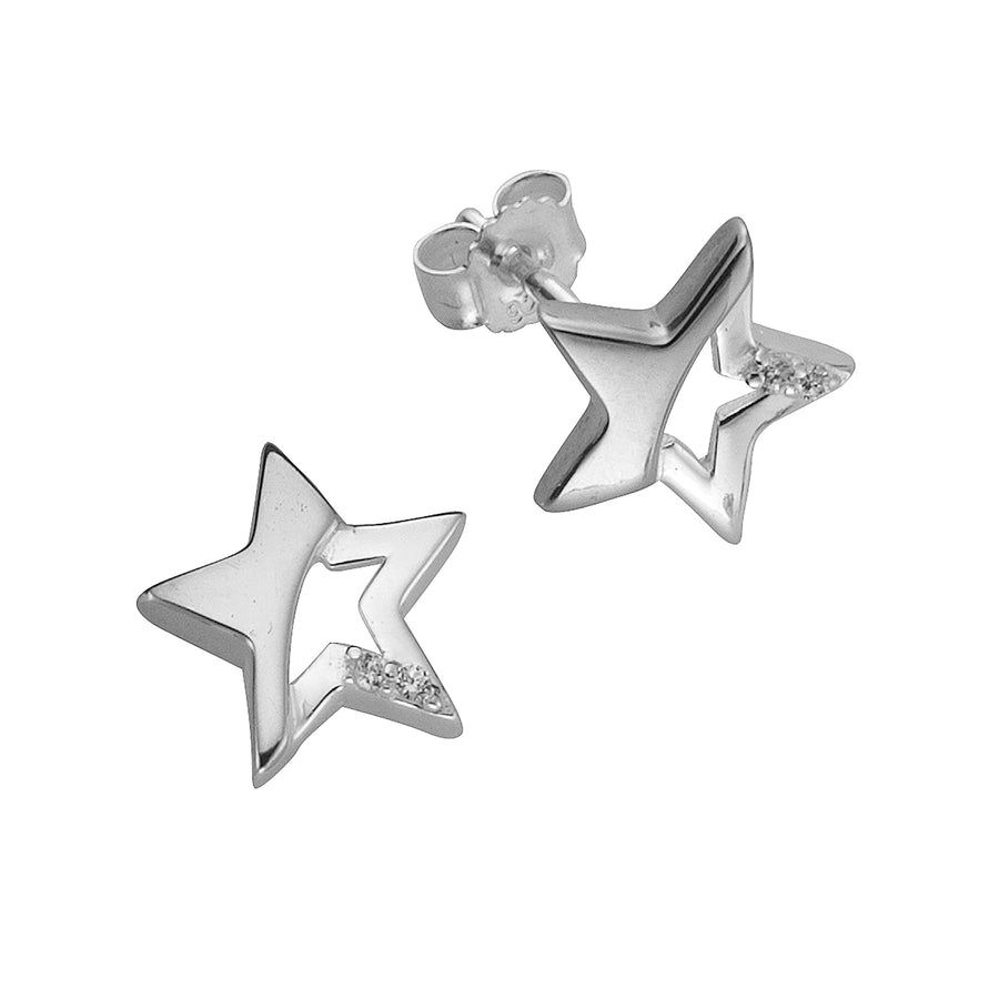 Ohrstecker 925 Sterling Silber Stern Zirkonia