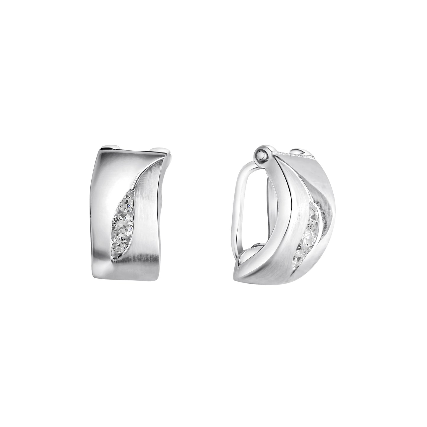 Ohrclip 925-Sterling Silber rhodiniert Zirkonia