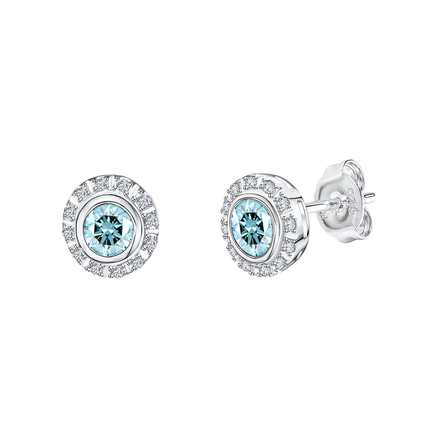 Ohrstecker 925-Sterling Silber rhodiniert Weißtopas und Blautopas
