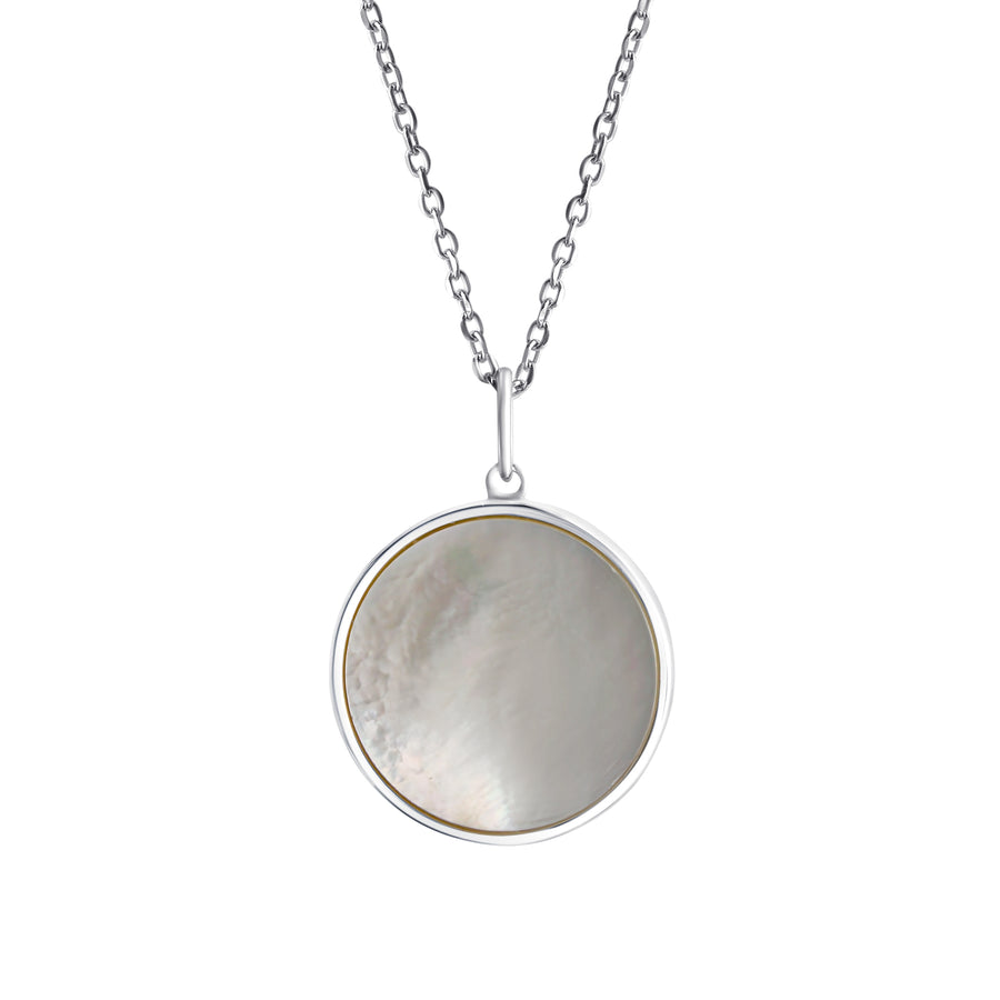 Anhänger mit Kette 925/- Sterling Silber rhodiniert Perlmutt