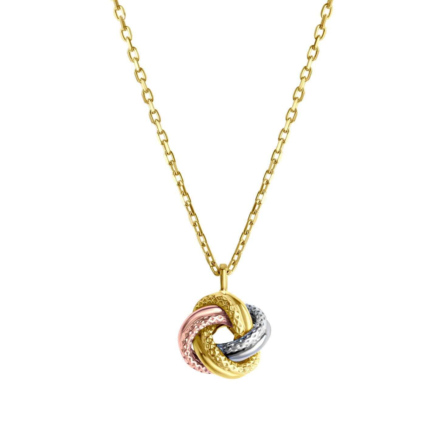 Anhänger mit Kette 585/- Gelbgold tricolor strukturiert