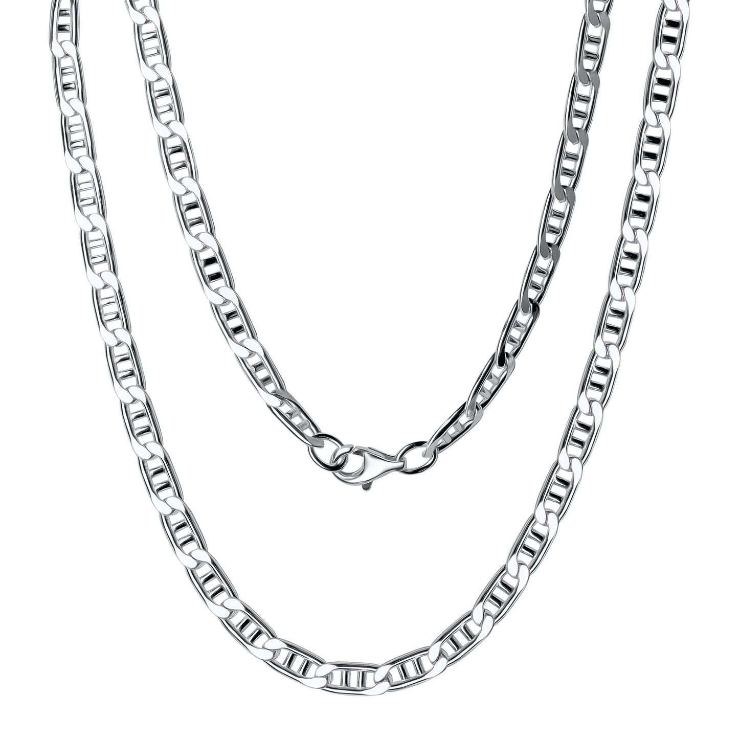 Collier 925/- Sterling Silber weiß Doppel-Stegpanzerkette 55 cm