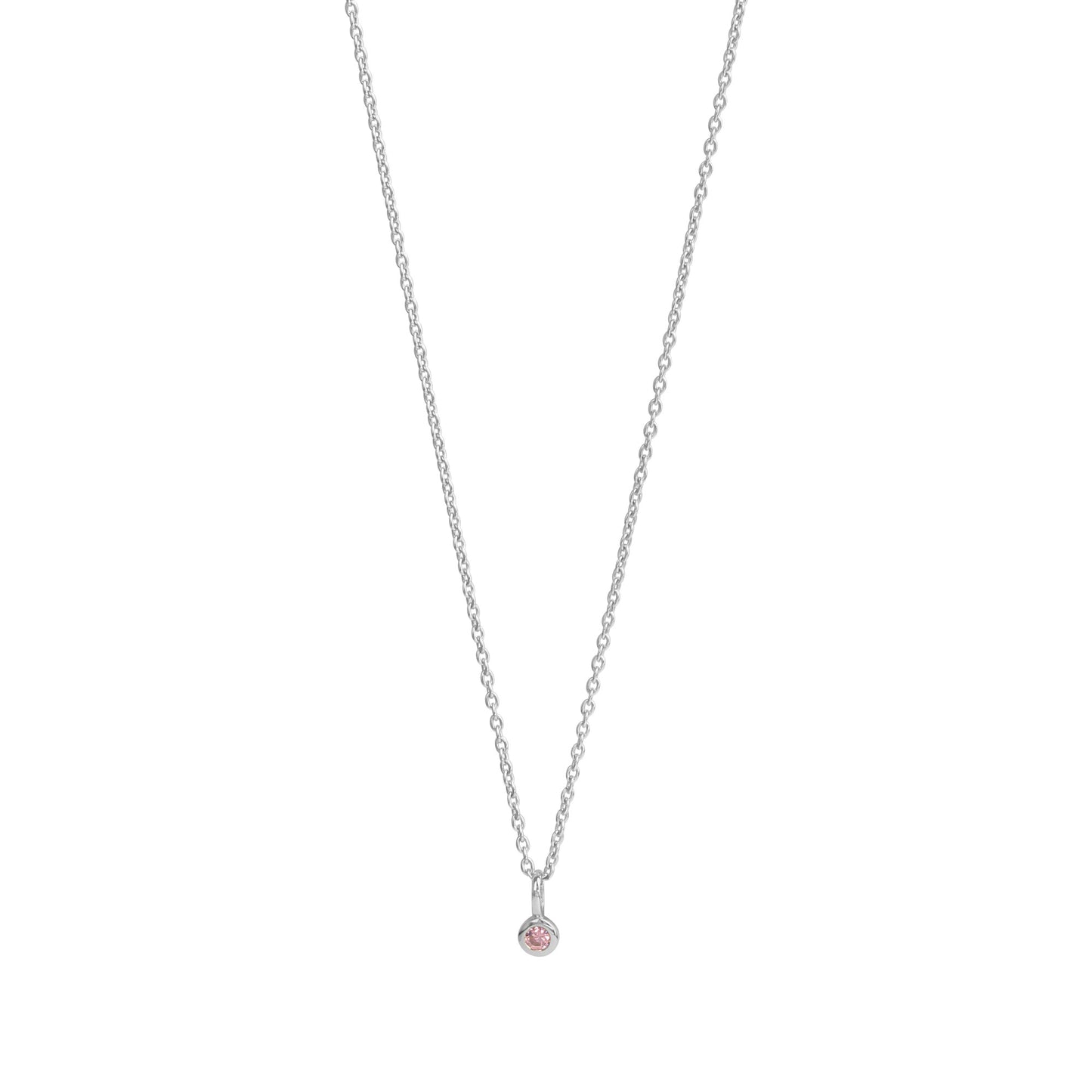 Anhänger mit Kette 925/- Sterling Silber rhodiniert Zirkonia pink