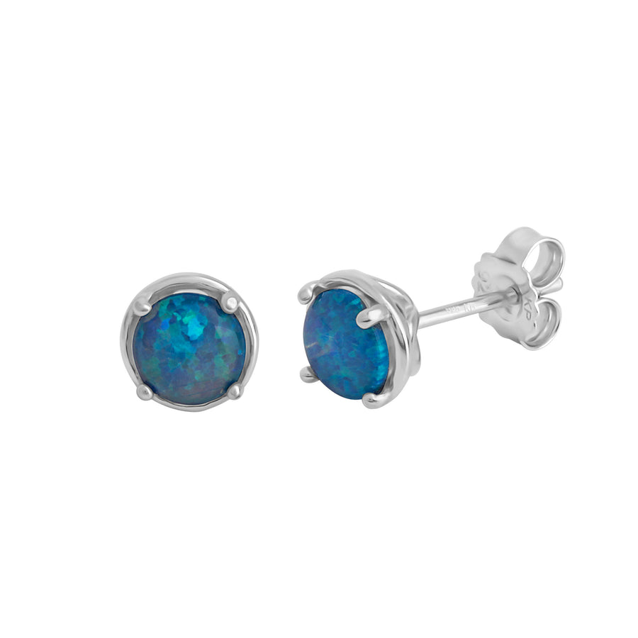 Ohrstecker 925/- Sterling Silber rhodiniert synth. Opal blau