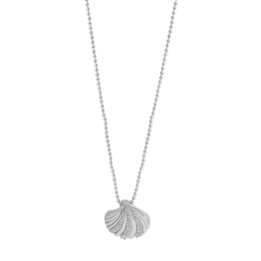 Anhänger mit Kette 925/- Sterling Silber rhodiniert Muschel Zirkonia