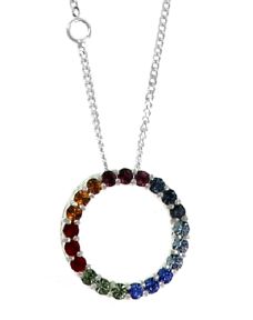 Anhänger mit Kette 925/- Sterling Silber rhodiniert Kristall bunt