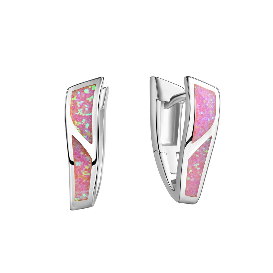 Klappcreolen 925-Sterling Silber rhodiniert synth. Opal pink