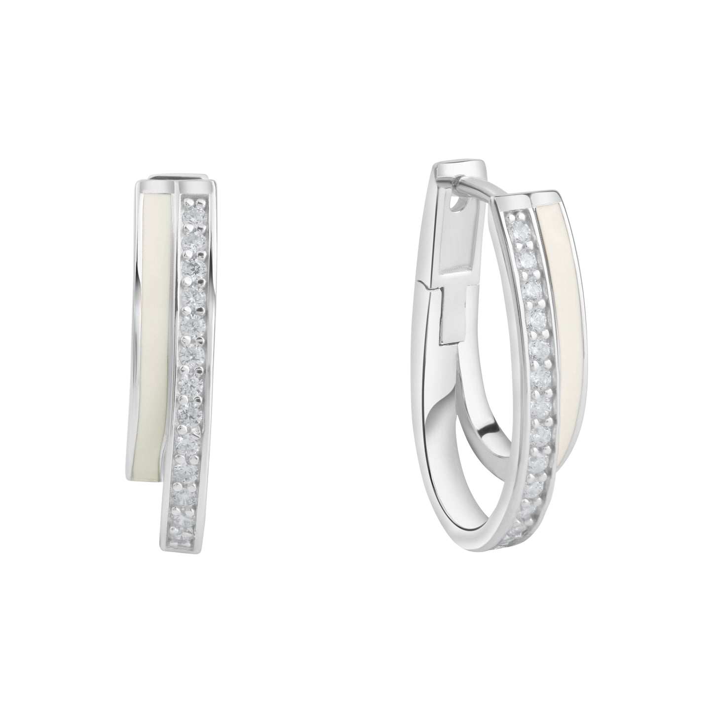 Klappcreolen 925/- Sterling Silber Zirkonia