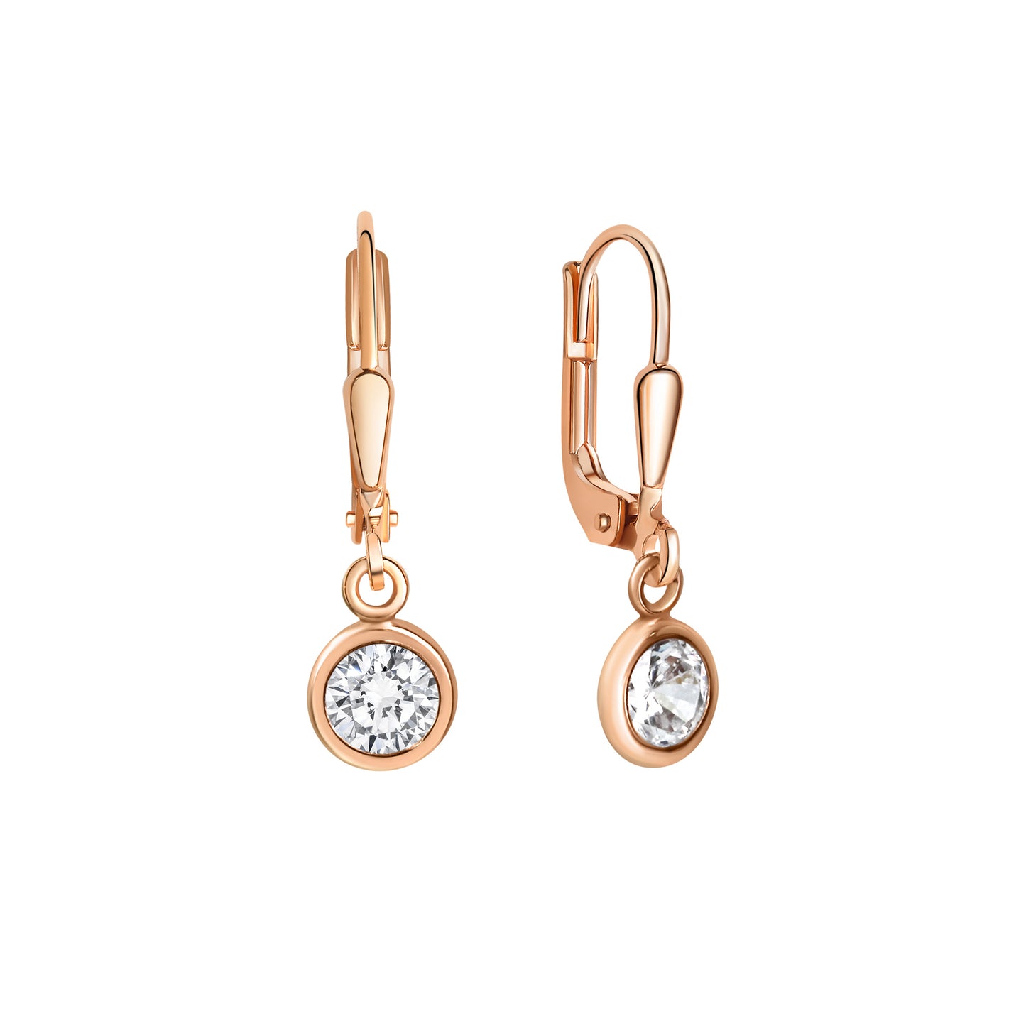 Ohrringe Silber 925 rosé-vergoldet mit Zirkonia weiß 25mm lang
