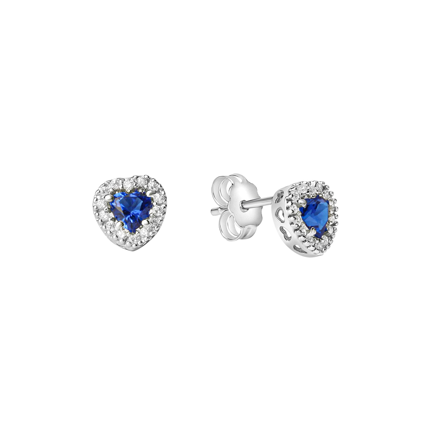 Ohrstecker 585/- Weißgold Zirkonia blau und weiß