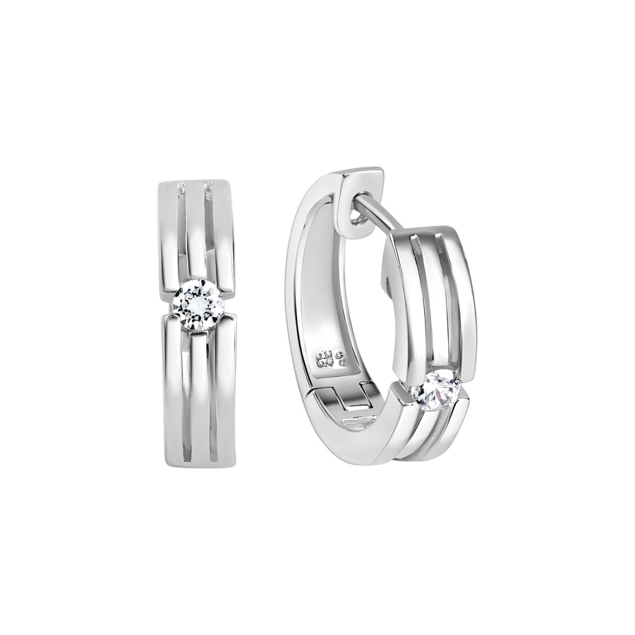Creolen 925 Sterling Silber rhodiniert 2 Zirkonia