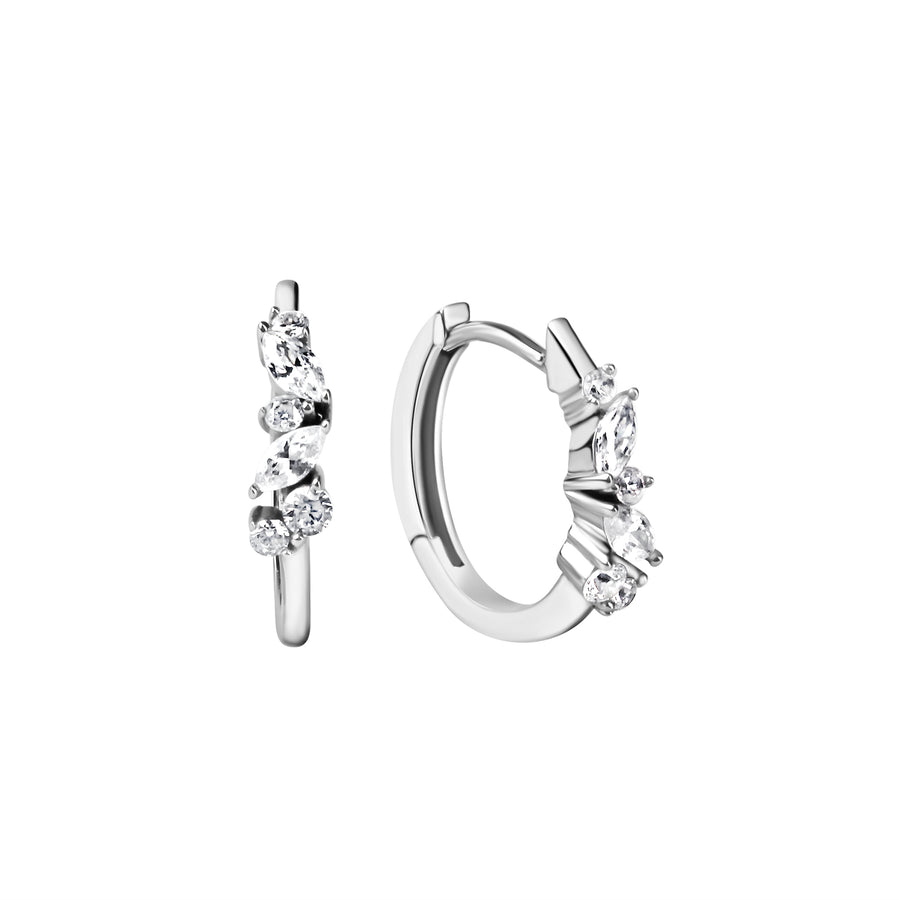 Creolen 375/- Weißgold glanz Zirkonia