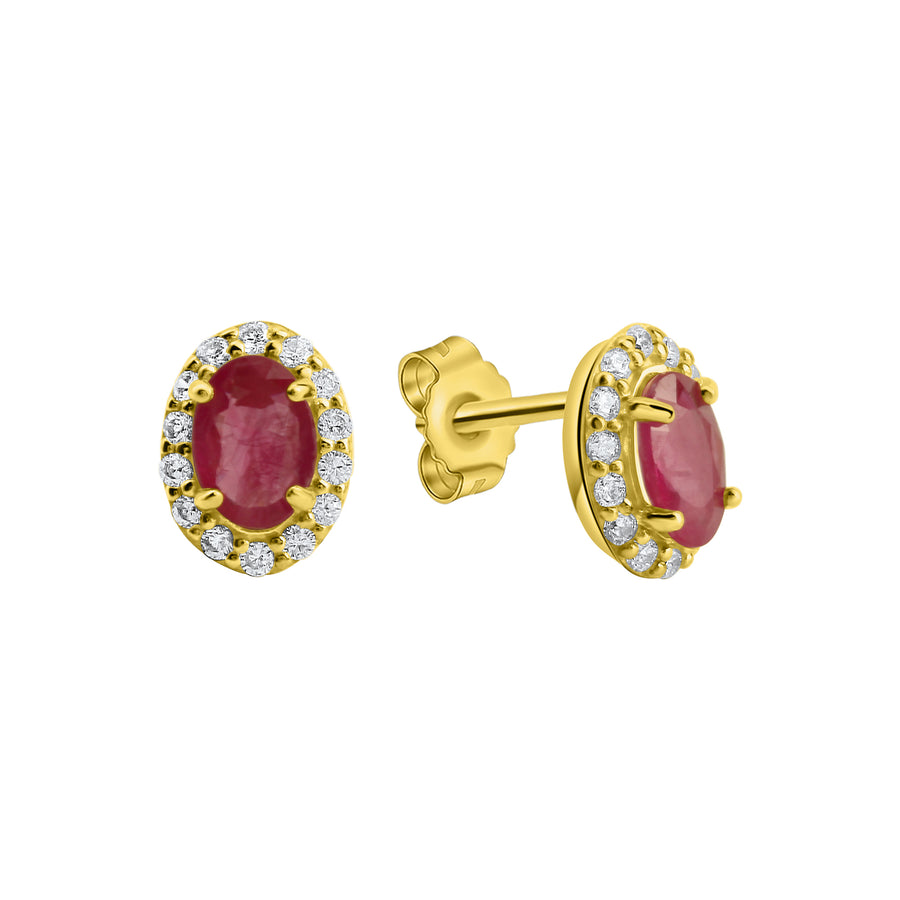 Ohrstecker 333/- Gelbgold glanz Rubin Zirkonia