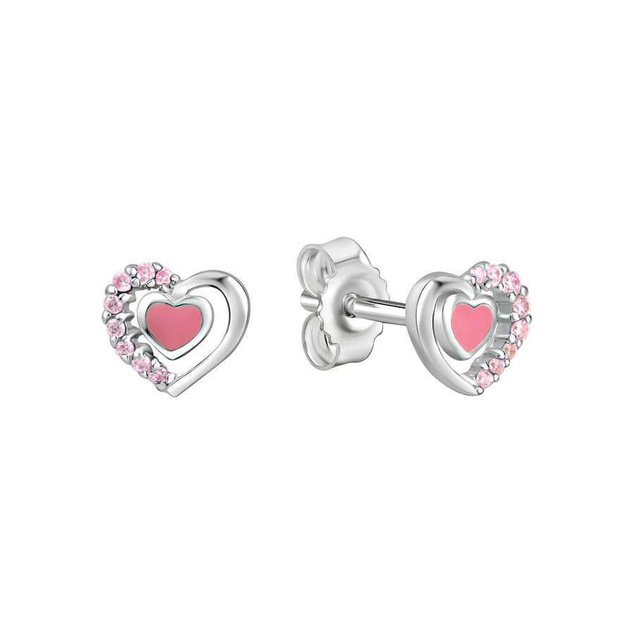Ohrstecker 925/- Sterling Silber rhodiniert Herz Zirkonia