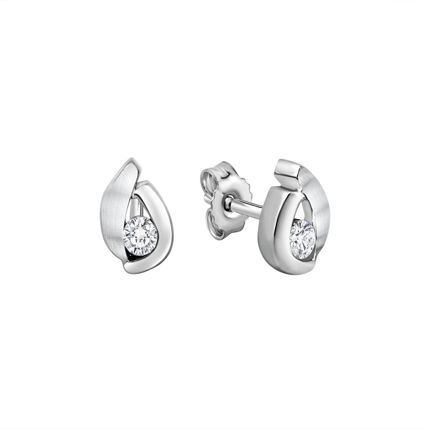 Ohrstecker 925/- Sterling Silber rhodiniert glanz/matt Zirkonia