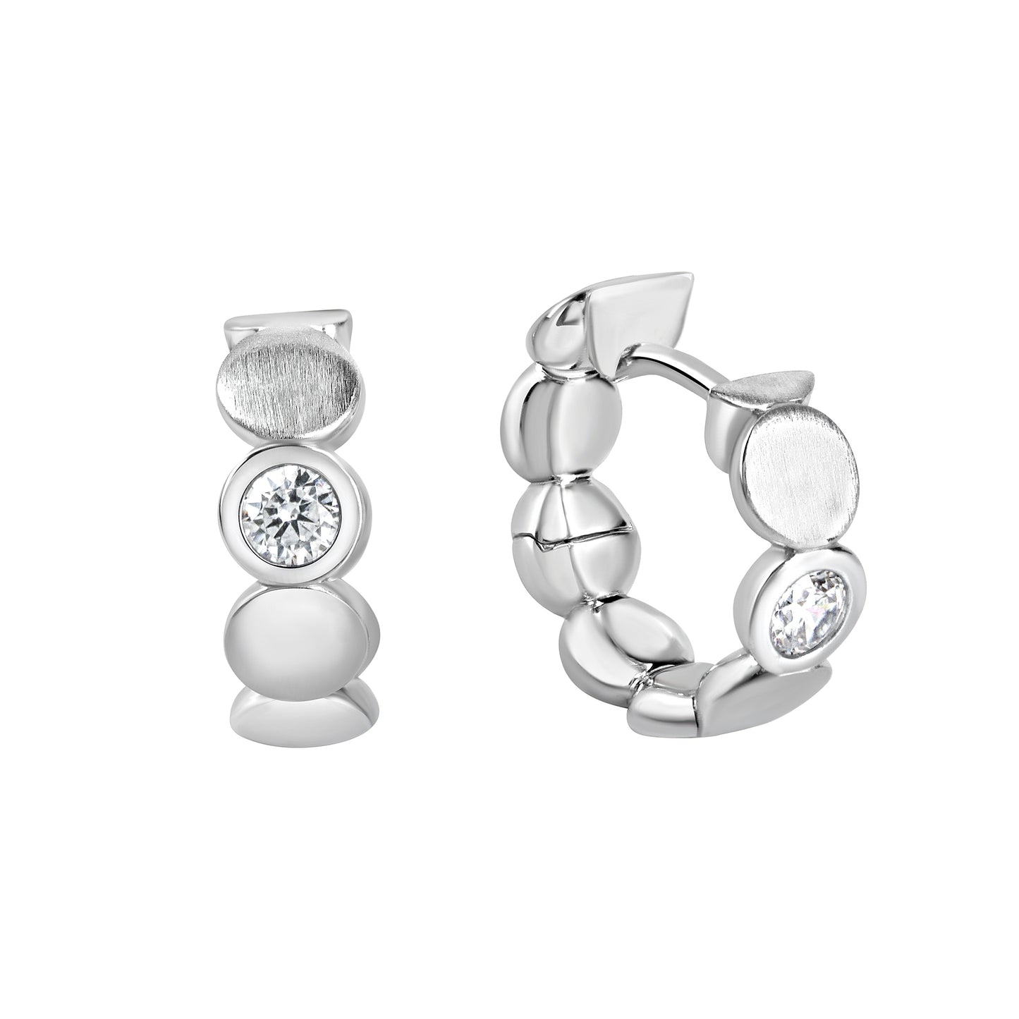 Creolen 925/- Sterling Silber rhodiniert glanz/matt Zirkonia