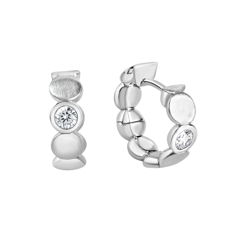 Creolen 925/- Sterling Silber rhodiniert glanz/matt Zirkonia