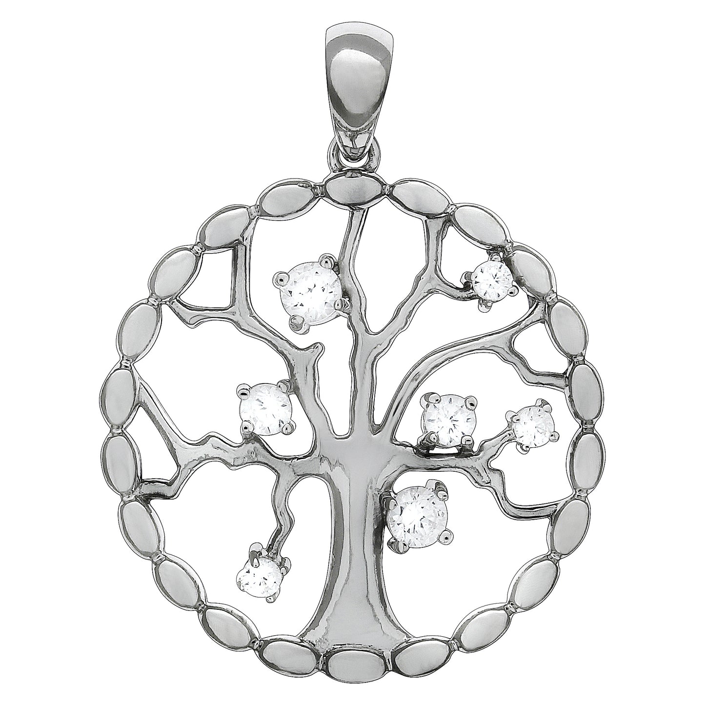Anhänger 925/- Sterling Silber rhodiniert Lebensbaum Zirkonia