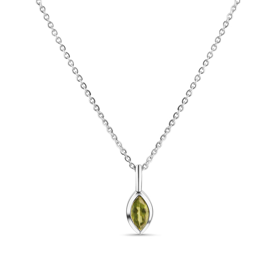 Anhänger mit Kette 925/- Sterling Silber rhodiniert Peridot