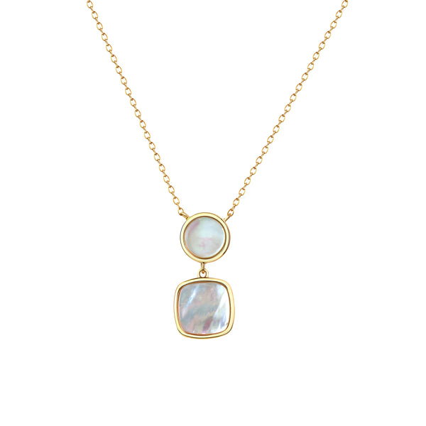 Kette 925/- Sterling Silber vergoldet Perlmutt weiß