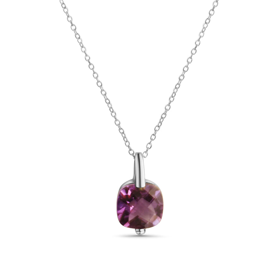 Anhänger mit Kette 925/- Sterling Silber rhodiniert Amethyst