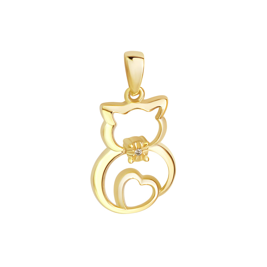 Anhänger 925/- Sterling Silber vergoldet Katze Zirkonia