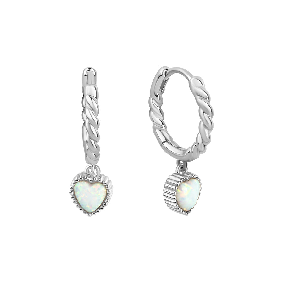 Creolen 925/- Sterling Silber rhodiniert synth. Opal