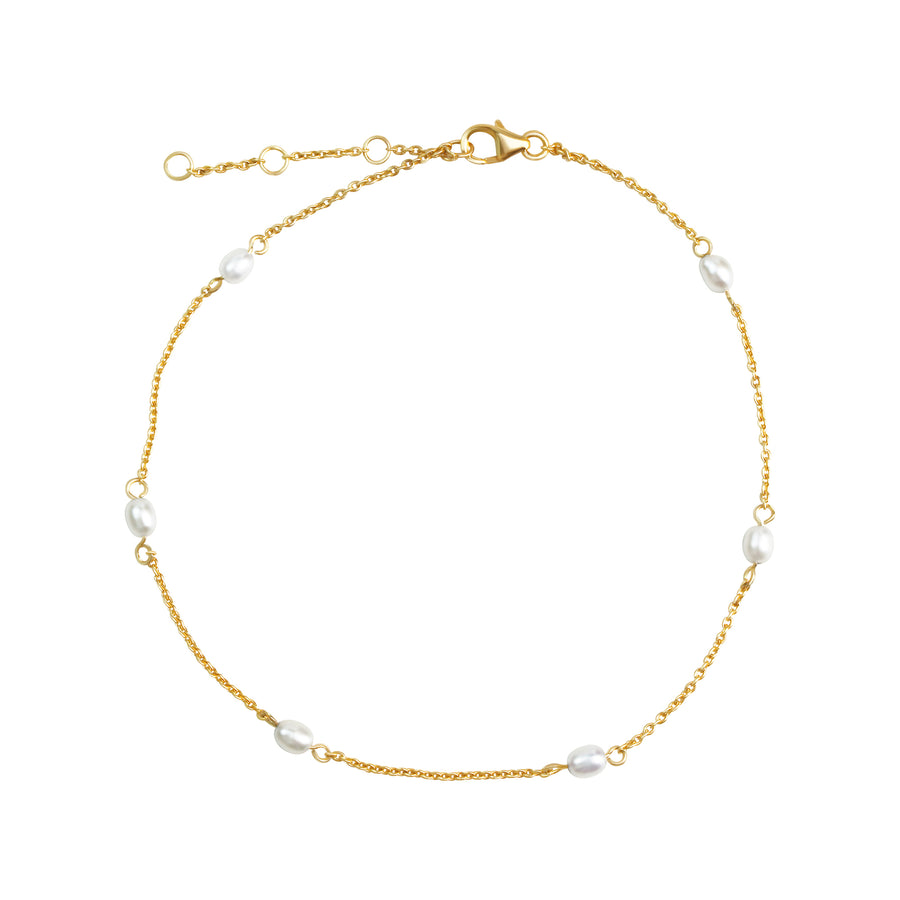 Fusskette 925/- Sterling Silber vergoldet Perlen