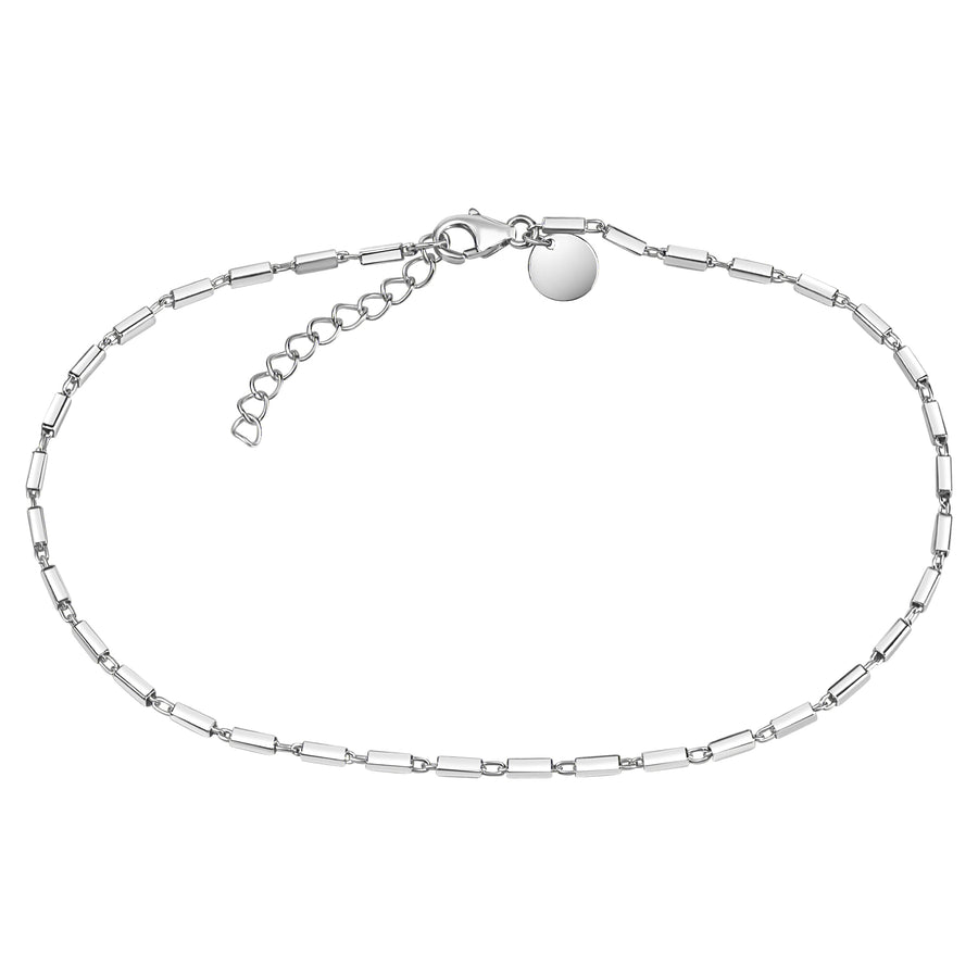 Fusskette 925/- Sterling Silber rhodiniert Stäbchen