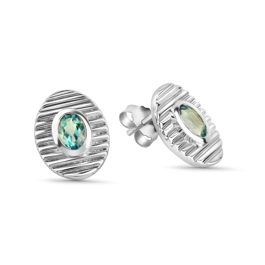 Ohrstecker 925/- Sterling Silber rhodiniert Blautopas