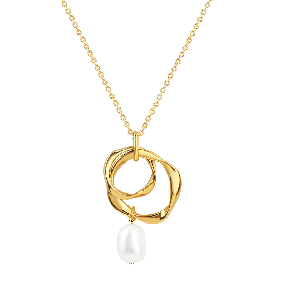 Anhänger mit Kette 925/- Sterling Silber vergoldet Süßwasserperle