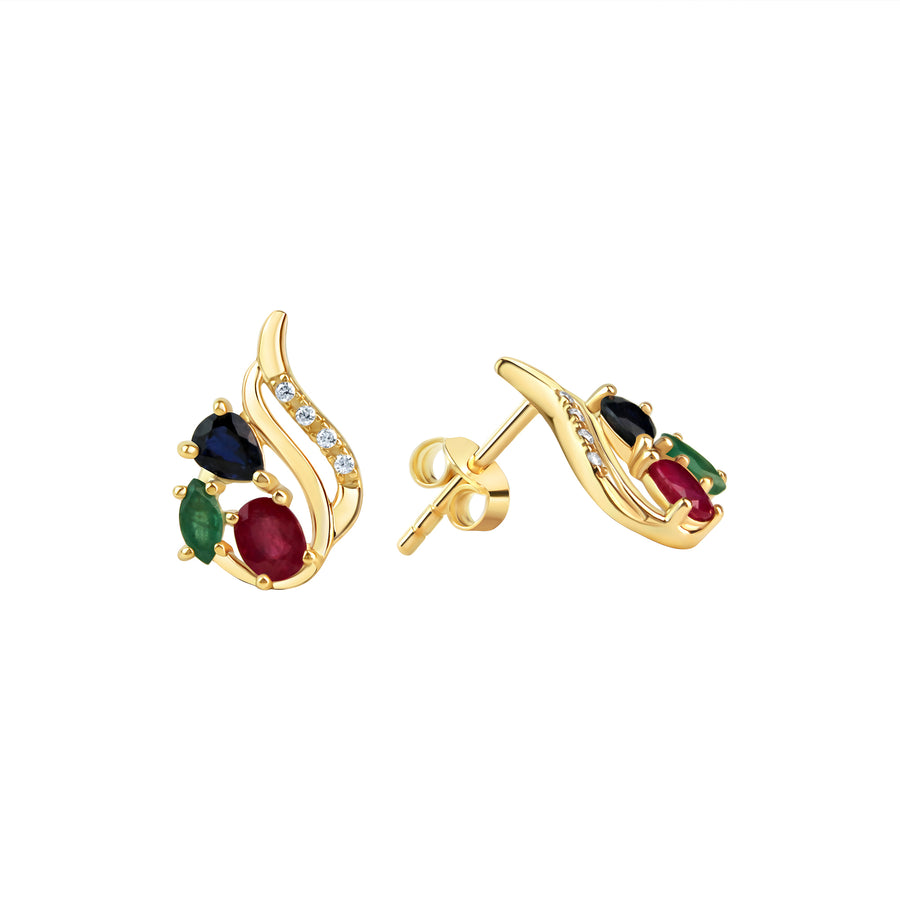 Ohrstecker 375/- Gelbgold Zirkonia,Rubin,Safir,Smaragd