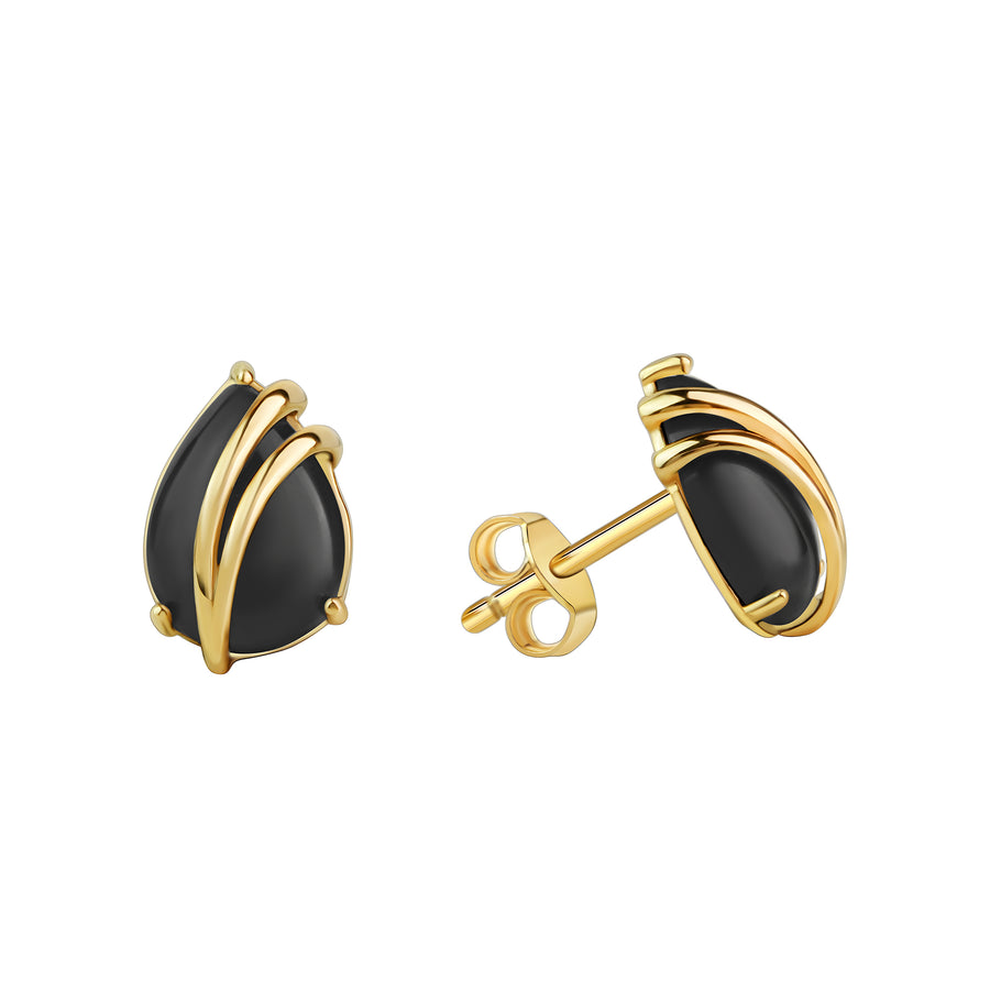 Ohrstecker 375/- Gelbgold glanz Onyx