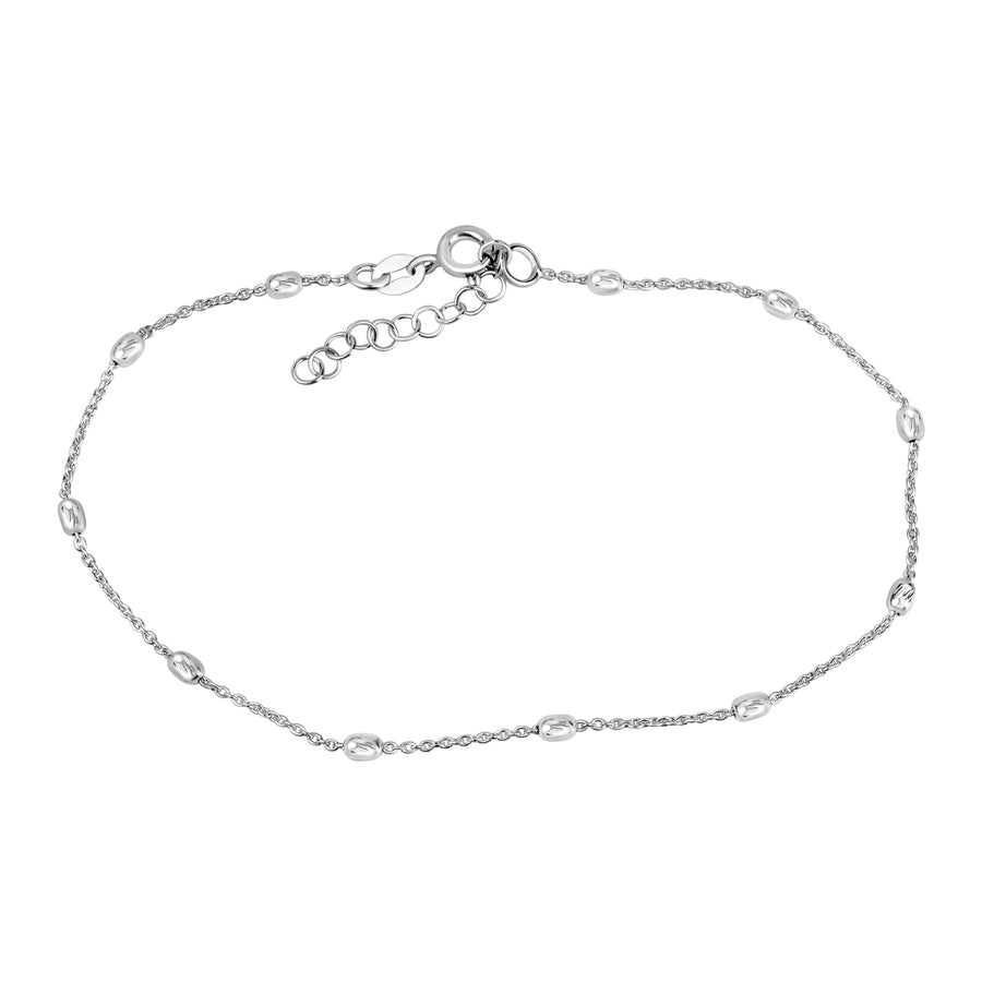 Fusskette 925/- Sterling Silber rhodiniert mit Walzen