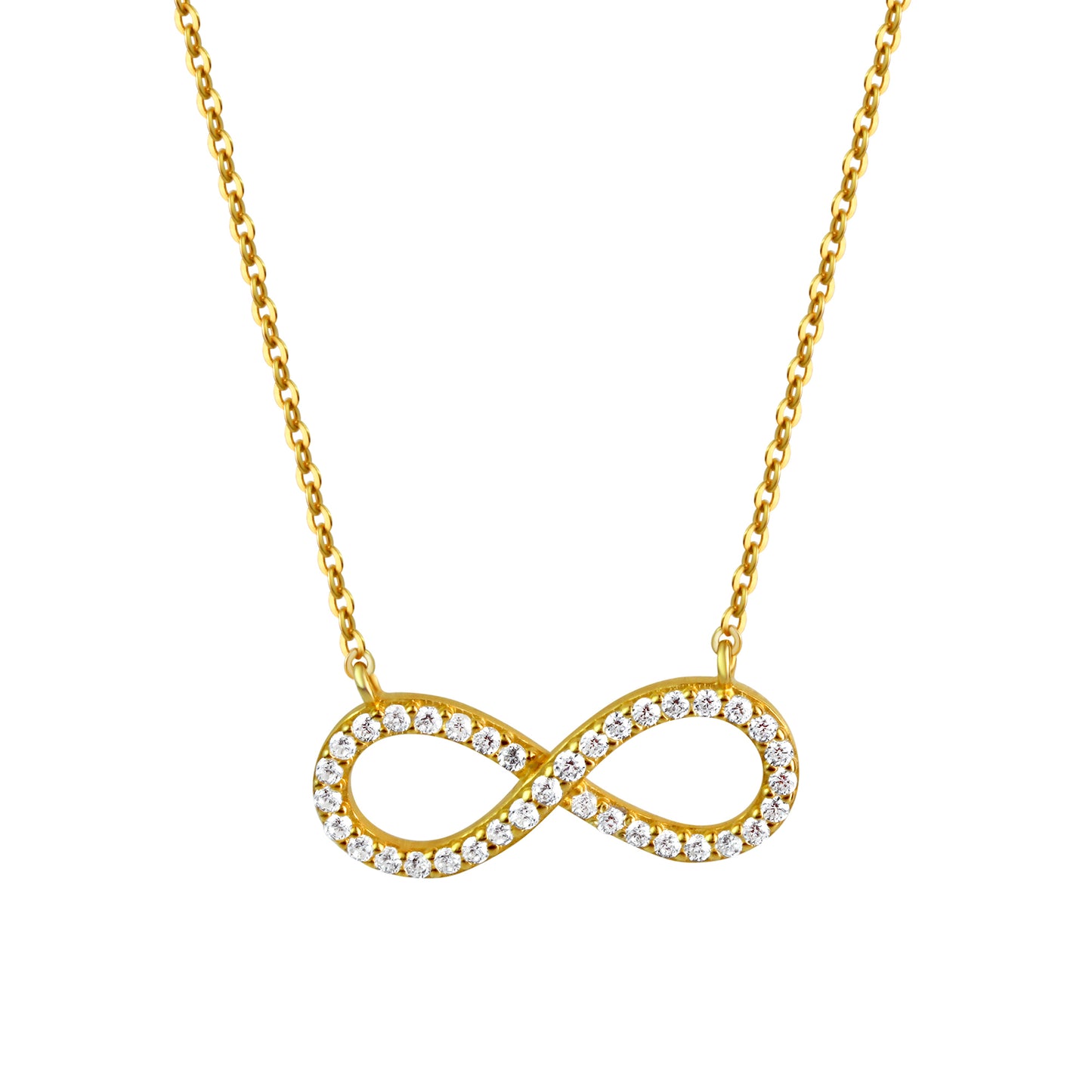 Anhänger mit Kette 925/- Sterling Silber vergoldet Infinity Zirkonia
