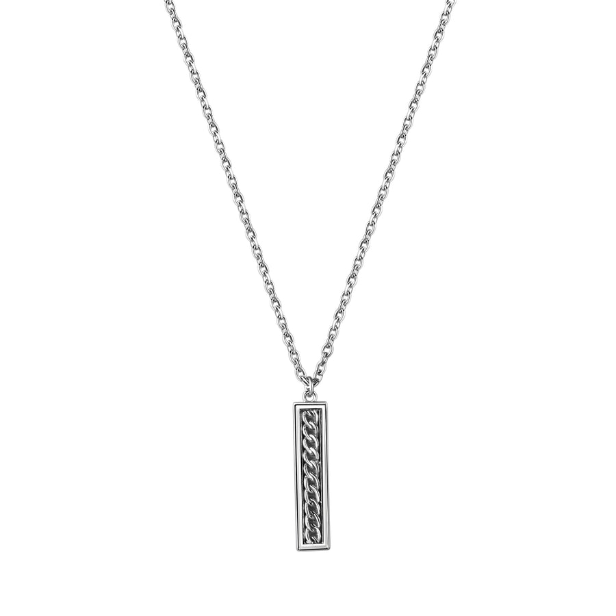 Anhänger mit Kette 925/- Sterling Silber rhodiniert Rechteck