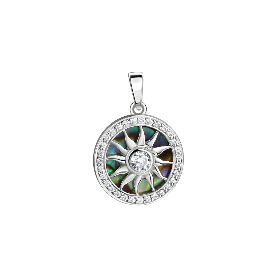 Anhänger 925/- Sterling Silber rhodiniert Abalone grün Zirkonia