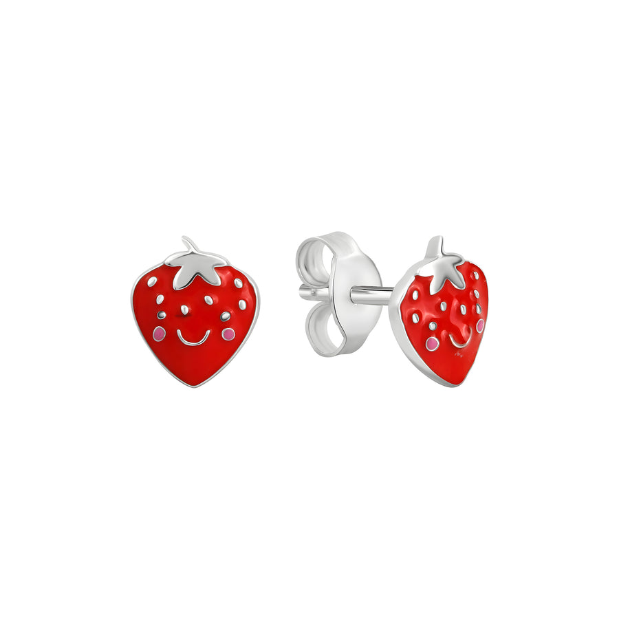 Ohrstecker 925/- Sterling Silber rhodiniert Erdbeeren Lack