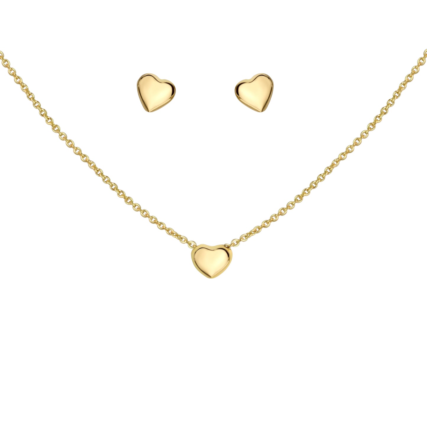Set Anhänger/Kette und Ohrstecker 925/- Sterling Silber vergoldet Herz
