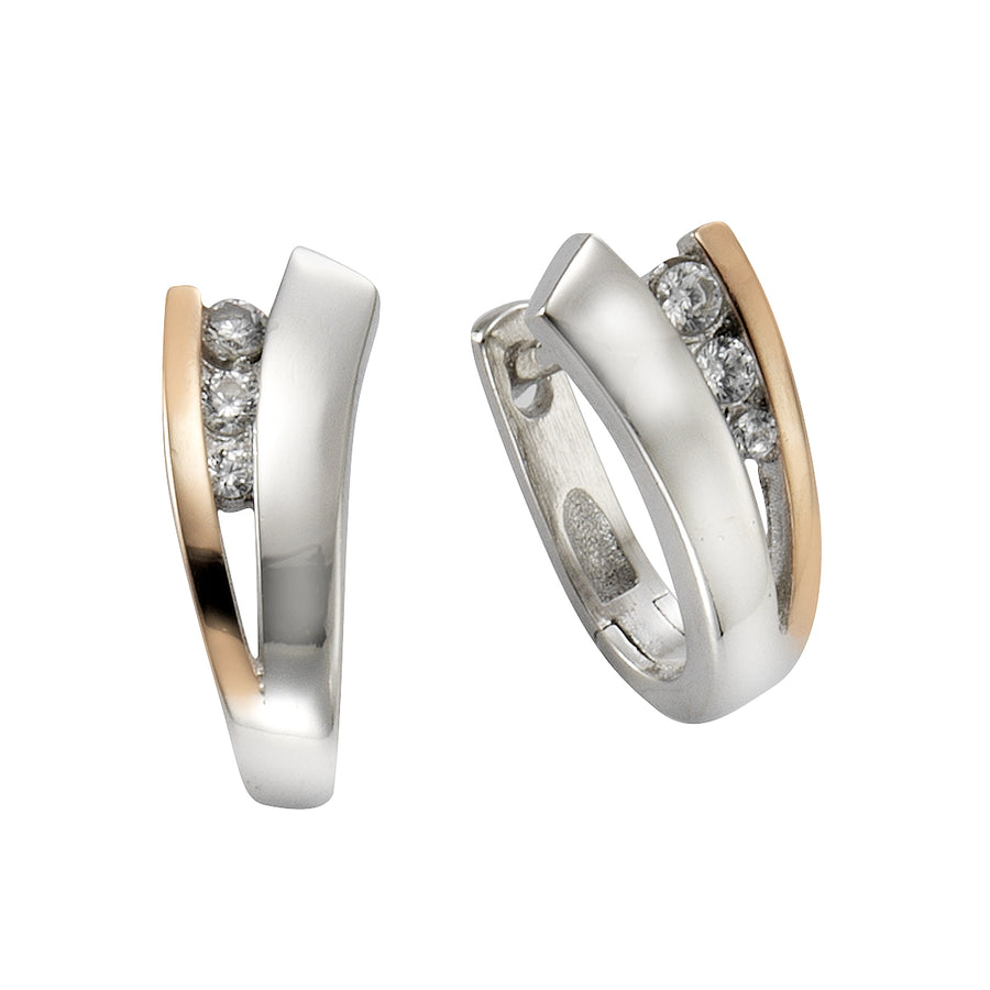 Creolen 925/- Sterling Silber rosè Zirkonia