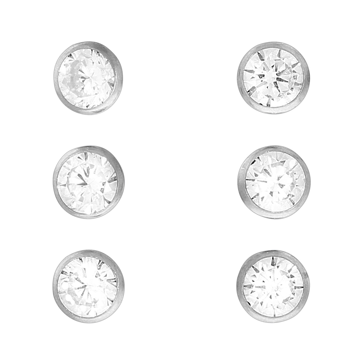 Ohrstecker 925 Silber Set 3 Paar 4mm