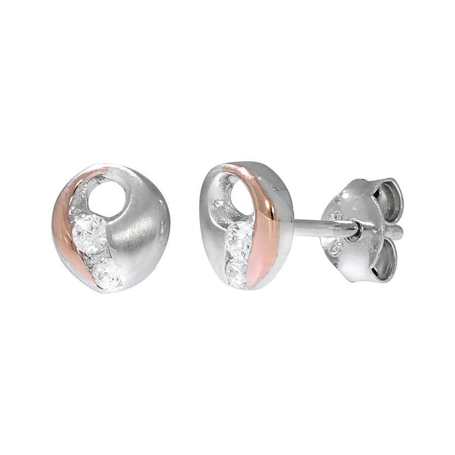 Ohrstecker 925 Silber zweifarbig rose Zirkonia