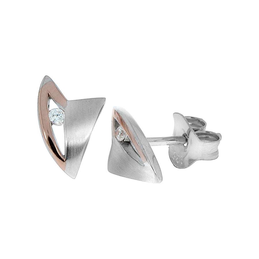 Ohrringe Silber 925 zweifarbig mit Zirkonia weiß