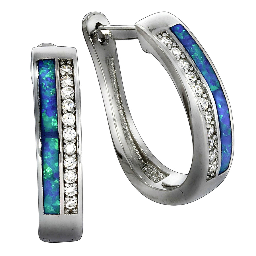 Creolen 925/- Sterling Silber synth. Opal Zirkonia