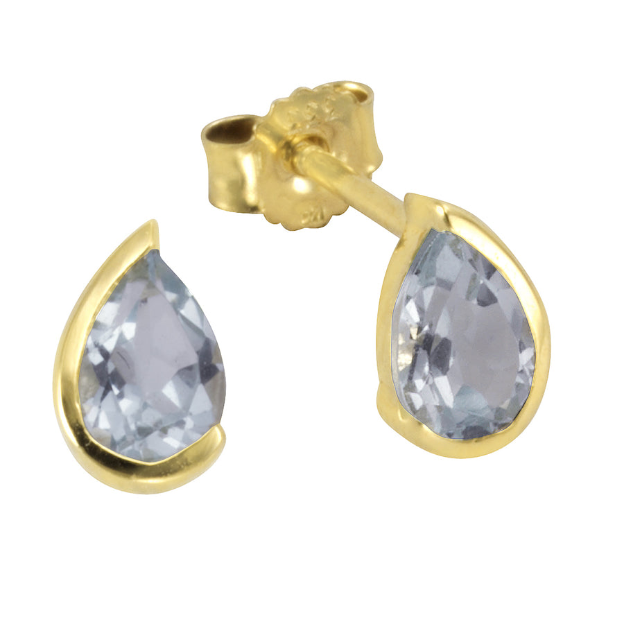 Ohrstecker 333/- Gelbgold mit Blautopas