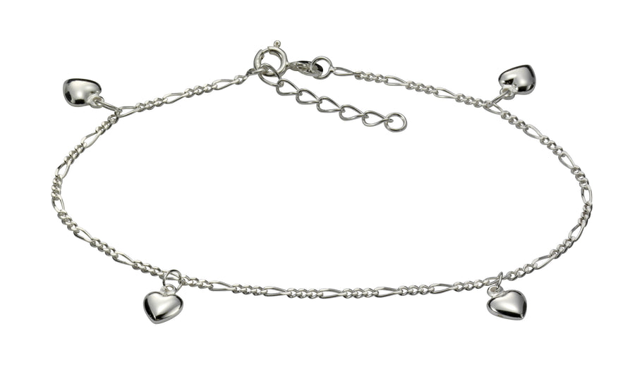 Fusskette 925 Silber mit Herz Motiv