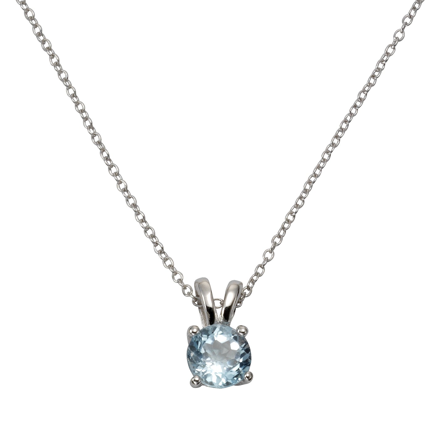 Halskette Silber 925 rhodiniert 42+3cm mit Blautopas (beh.)